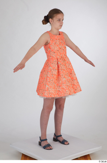 Selin drape dressed orange short dress standing whole body 0016.jpg